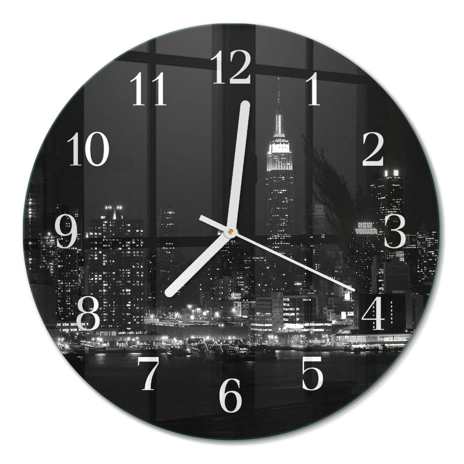 WANDUHR aus Glas Ø30 cm - Horizont - Schwarz, Glas (30/30/0.4cm) - TULUP