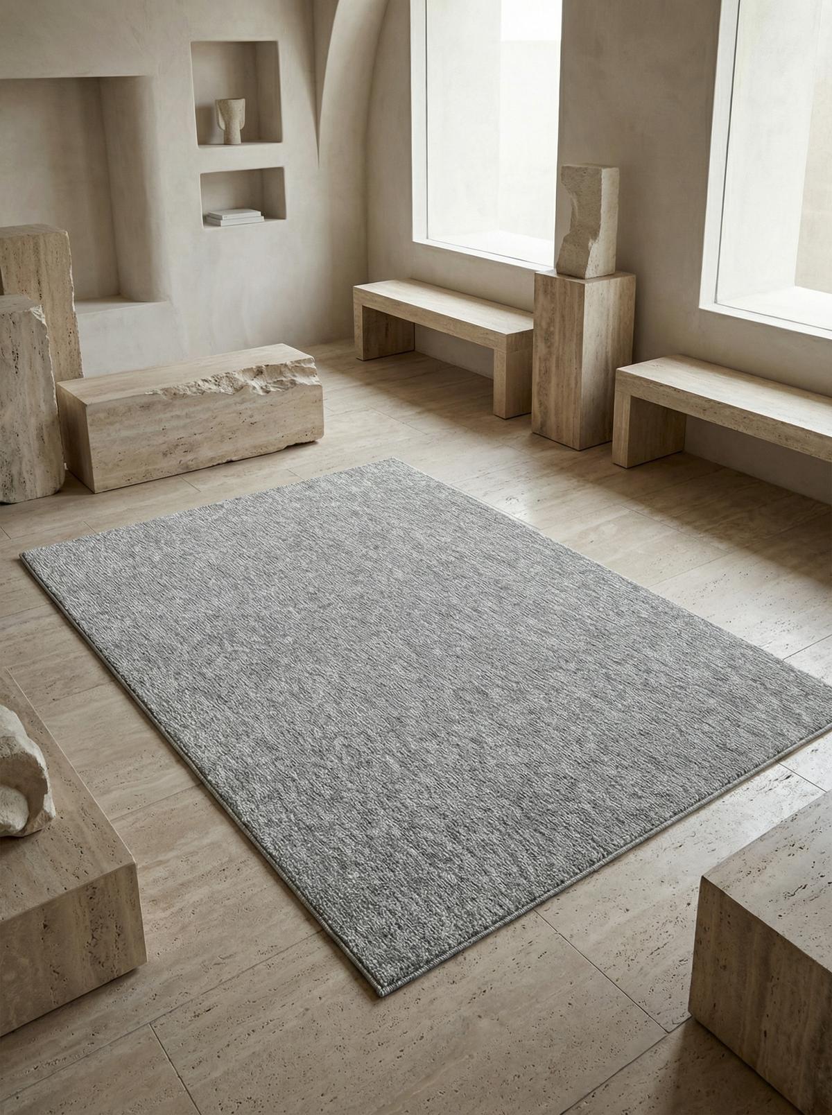 KURZFLORTEPPICH AMMER, einfarbig, Hellgrau, 240 x 340 cm - Grau, Textil (340/240cm) - KADIMA DESIGN