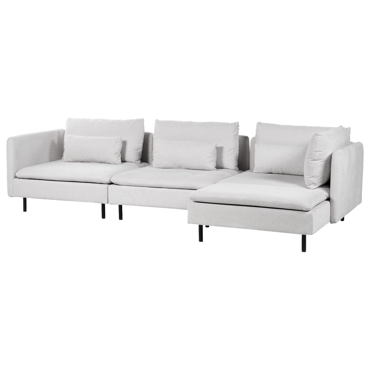 3-SITZER-ECKSOFA hellgrau rechtsseitig Egeris - Schwarz/Grau, Textil (291/151cm) - Beliani
