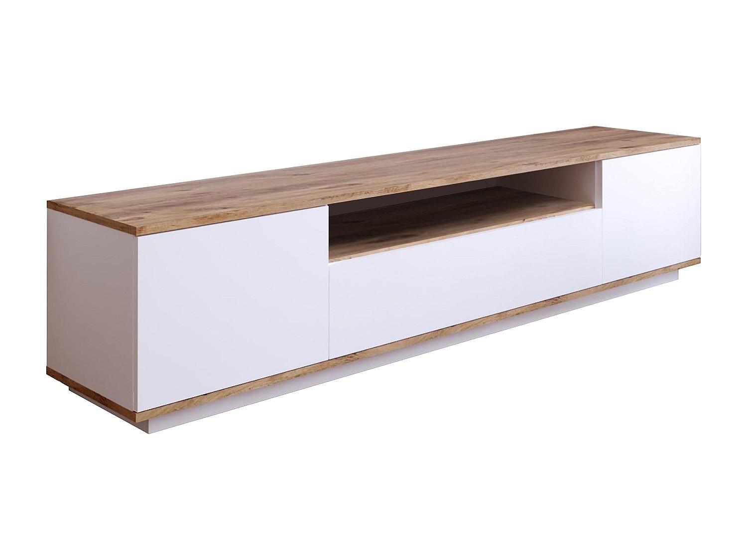TV-BOARD - 180 cm x 44.5 cm - Holz, Platte - Naturfarben Hell, Weiß LOTULA - Naturfarben/Weiß, Holz (180/44.6/44.5cm) - Vente-Unique