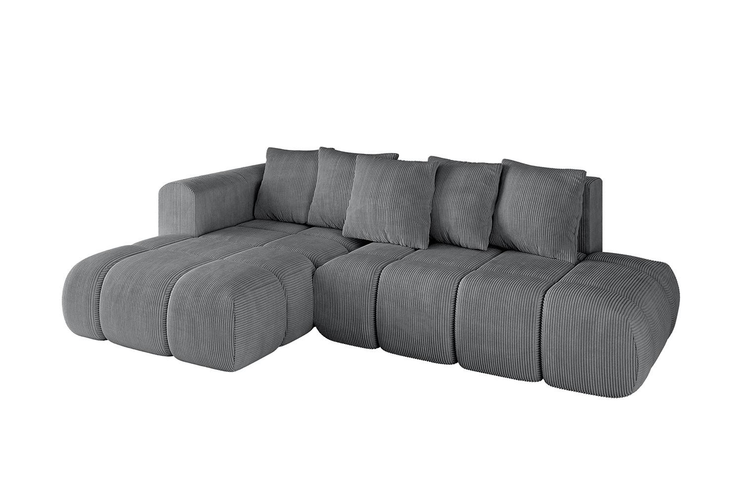 ECKSOFA Ottomane Links CLOUD-L-v1 280x185x90 Dunkelgrau Cord - Dunkelgrau, Holzwerkstoff/Kunststoff (180/289cm) - ALTDECOR
