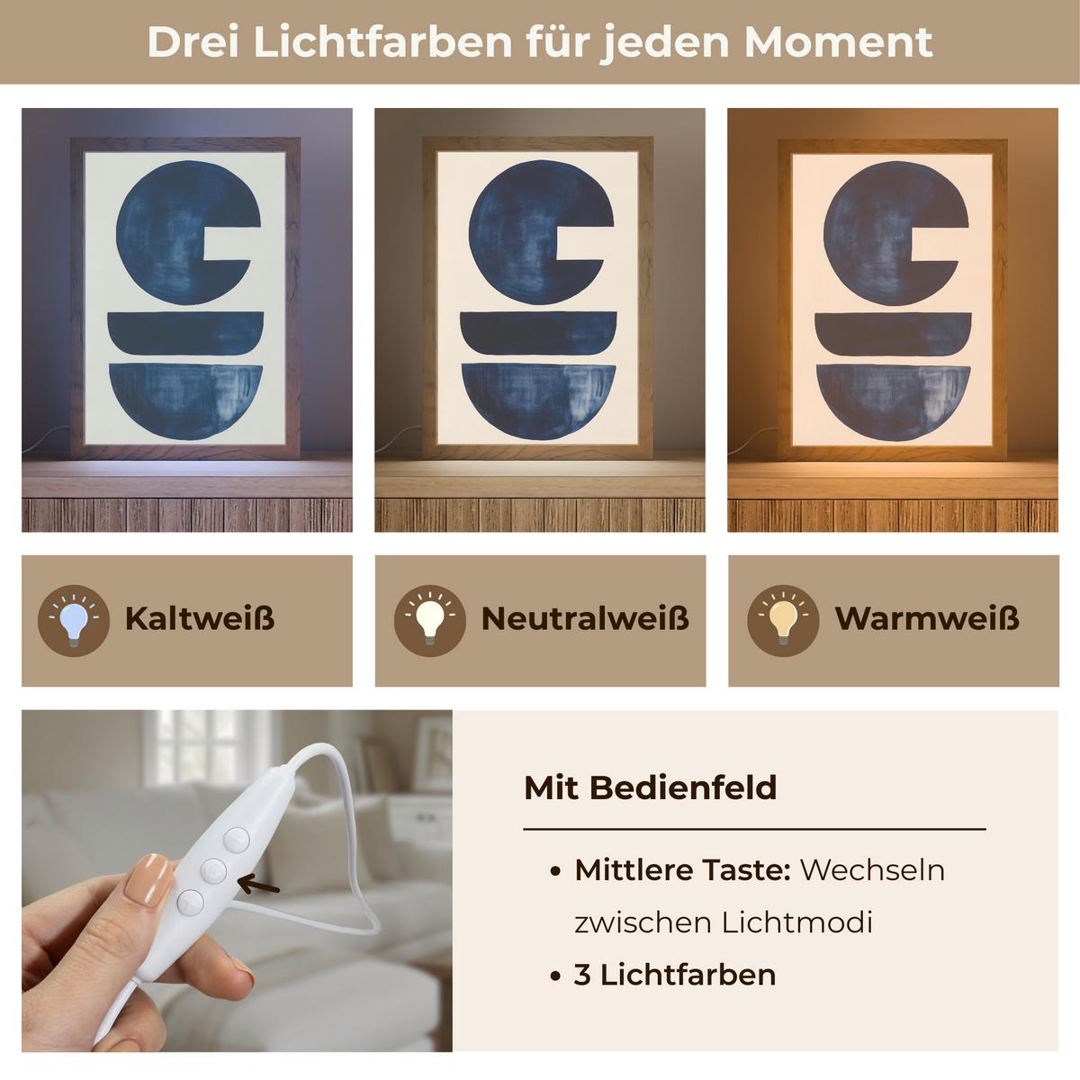 WANDLEUCHTE Formen - Blau - Abstrakt 20x30 cm - Dunkelblau, Holzwerkstoff (20/30/8cm) - OnlyWow