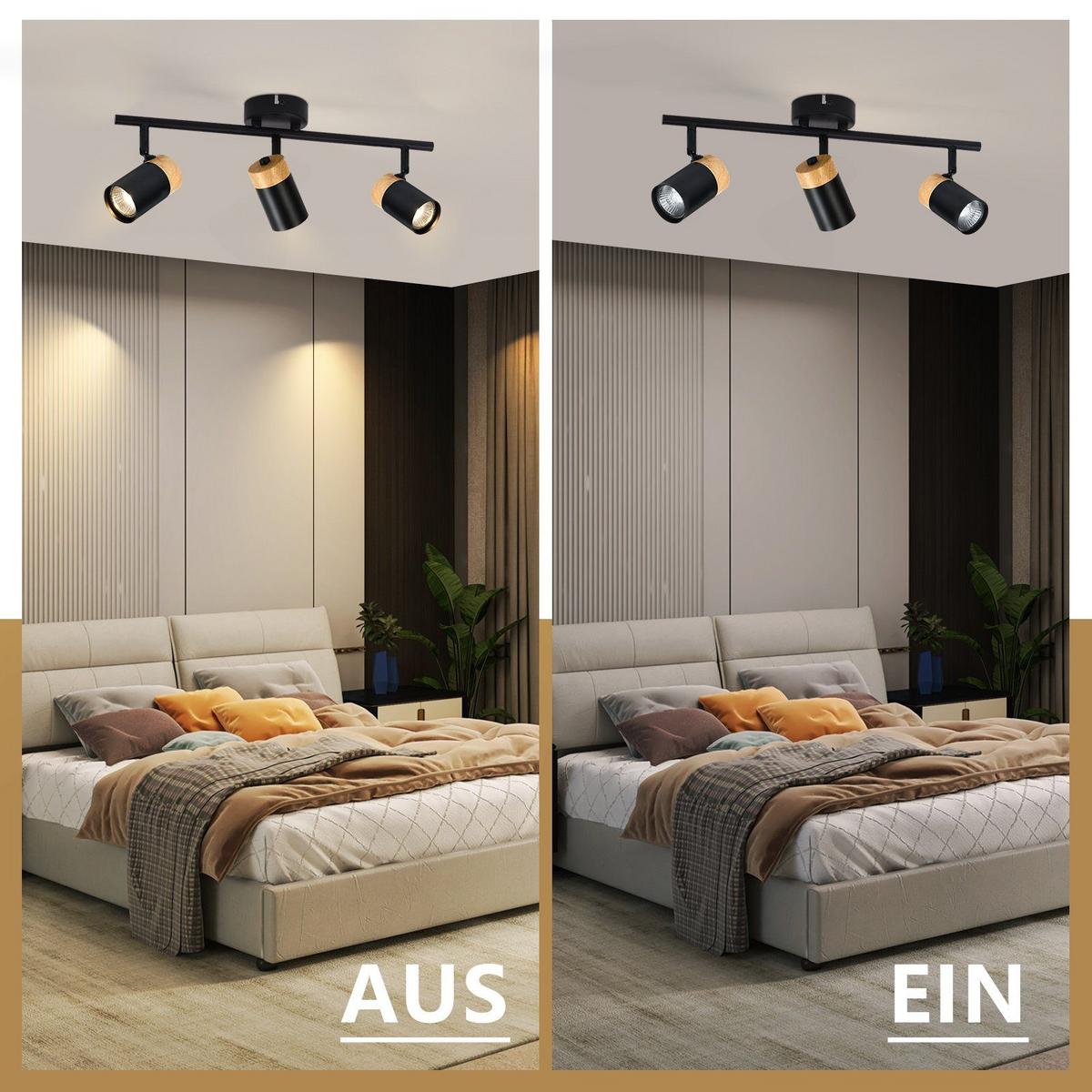 DECKENLEUCHTE Doris 3-flammig 41.5/9/19 cm - Schwarz, Metall (48/9/19cm) - Nettlife