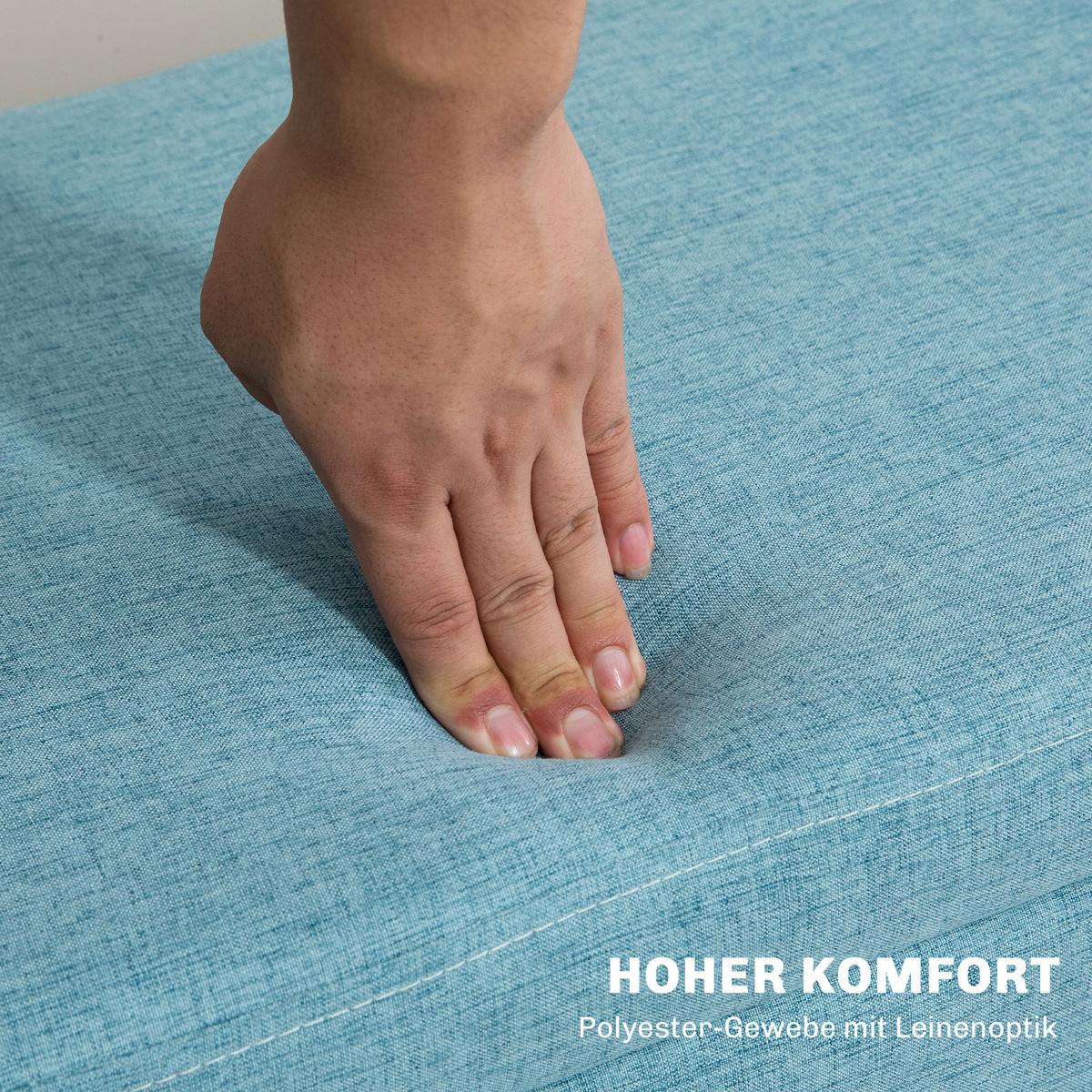 TRUHENBANK scandinavia Polyester Holz Blau - Blau, Kunststoff (39/45/110cm) - HOMCOM