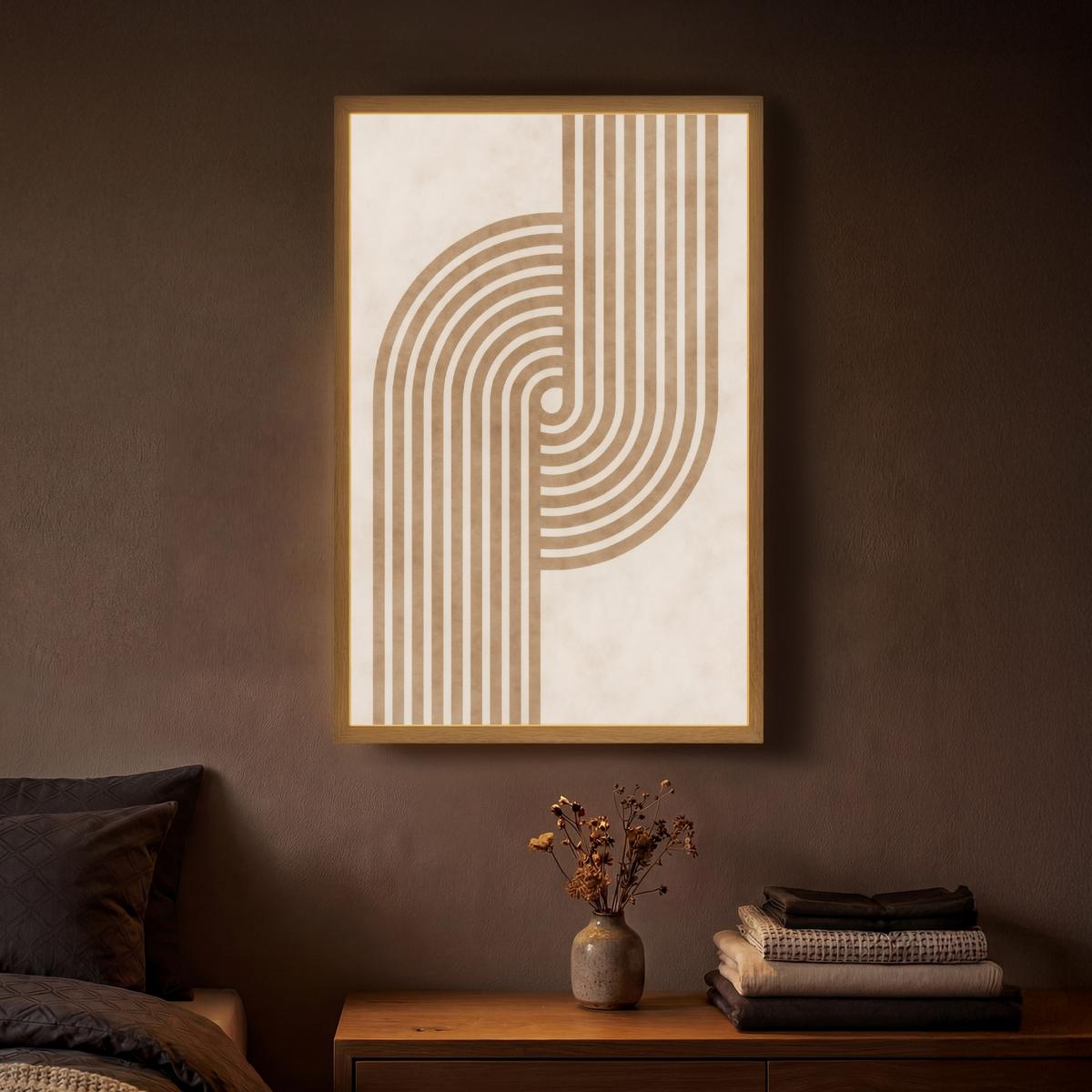 WANDLEUCHTE MIT AKKU Symmetrische Biegung - kupferfarbig 40x60 cm - Beige, Holzwerkstoff (40/60/8cm) - OnlyWow
