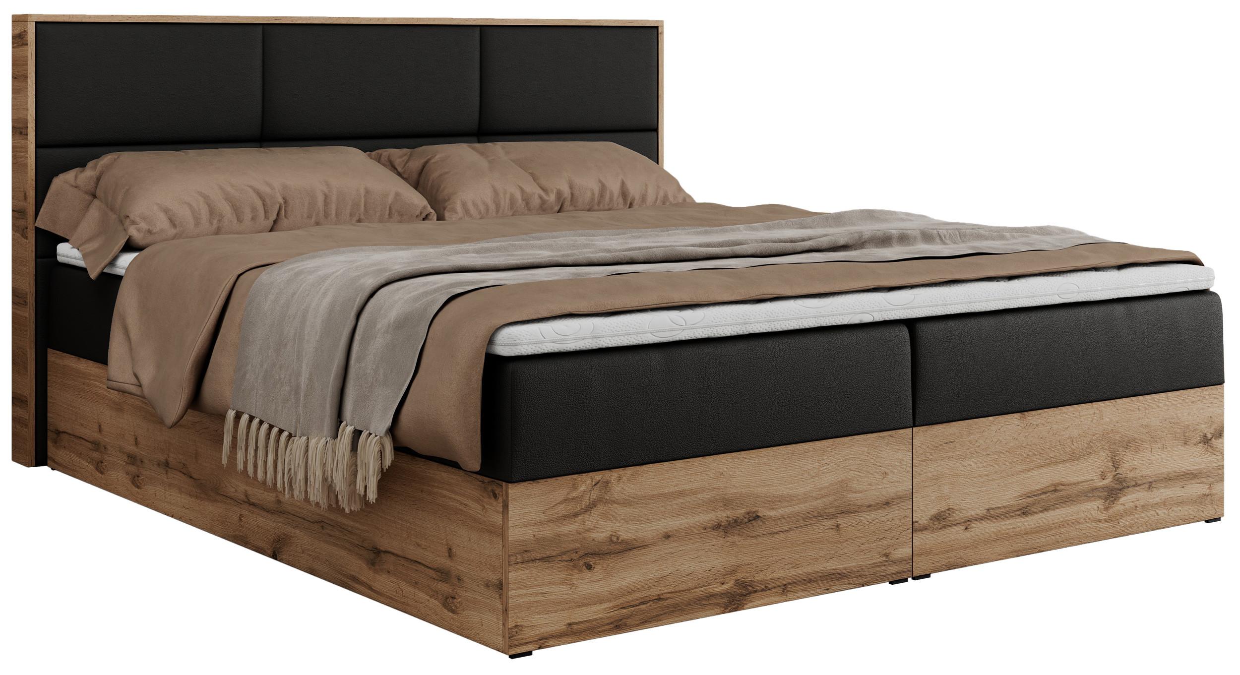 BOXBETT ALBERO 2 - 120/200 Schwarz Kunstleder - H4 - Schwarz, Holz/Textil (120/200cm) - MKS