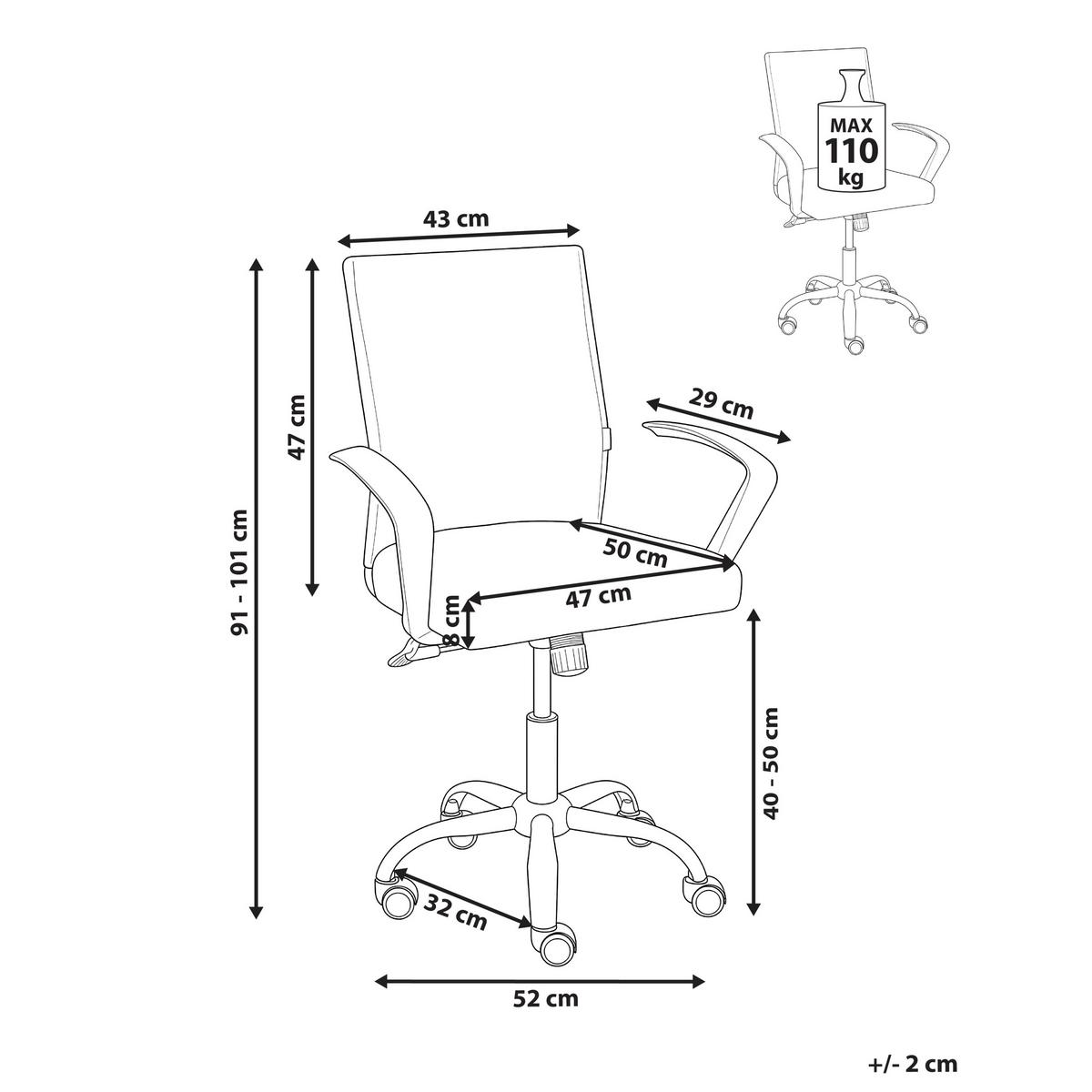 BÜROSTUHL Weiß Modra - Weiß, Textil (52/91/52cm) - Beliani