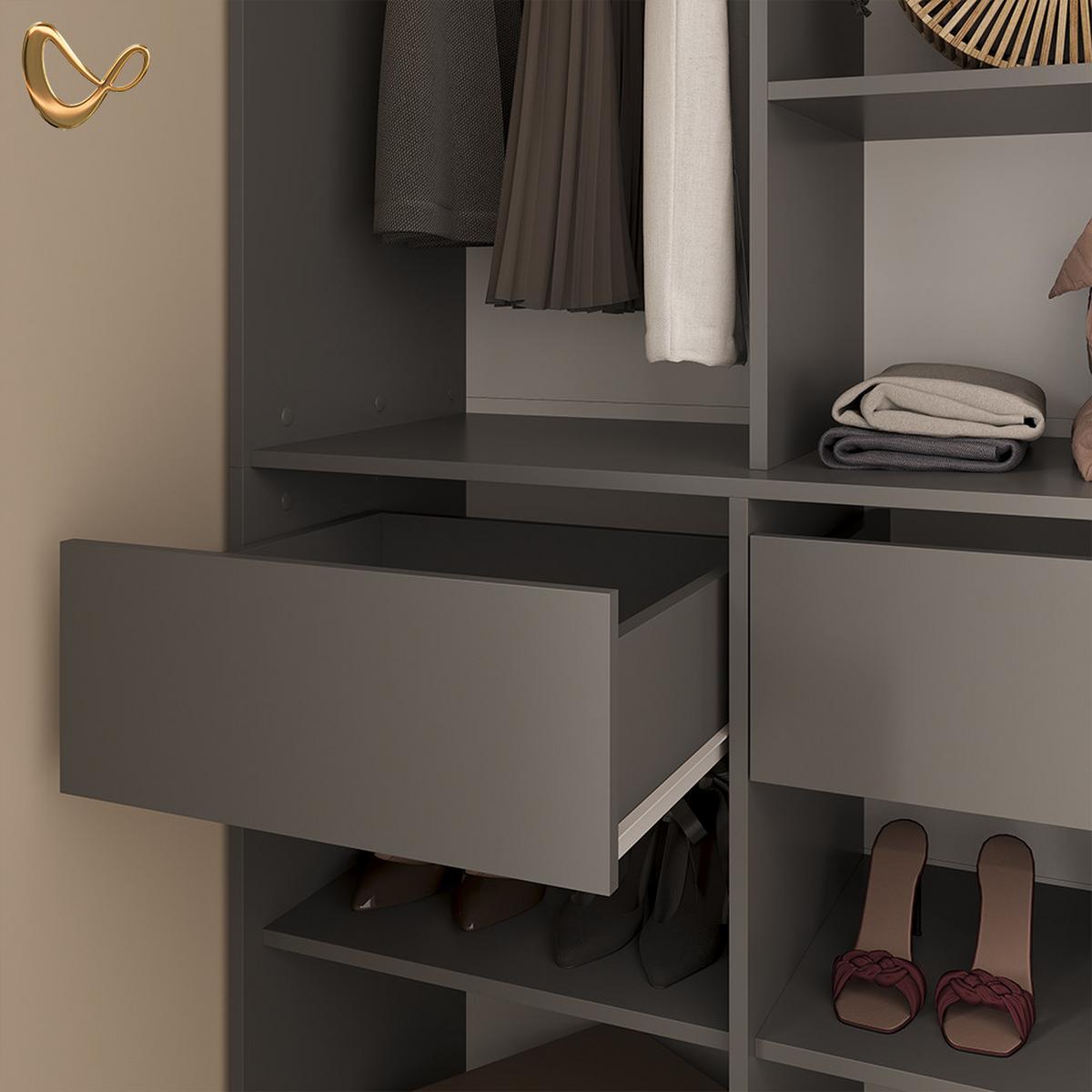 KLEIDERSCHRANK Trento Anthrazit mit 2 Schubladen - Anthrazit, Holzwerkstoff (100/200/50cm) - Livinity®