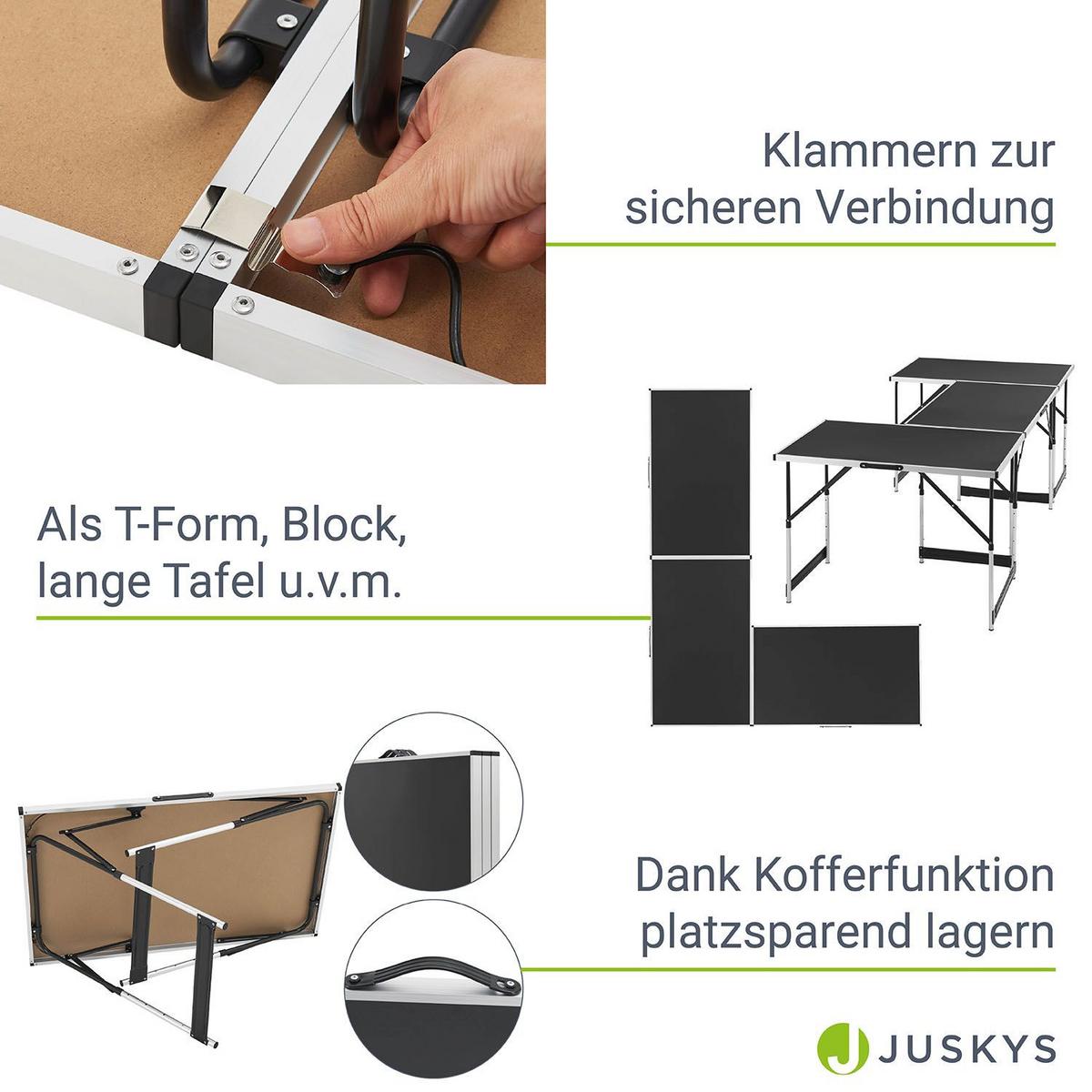 MULTIFUNKTIONSTISCH höhenverstellbar 3er-Set - Schwarz, Holz (100/60/73cm) - Juskys