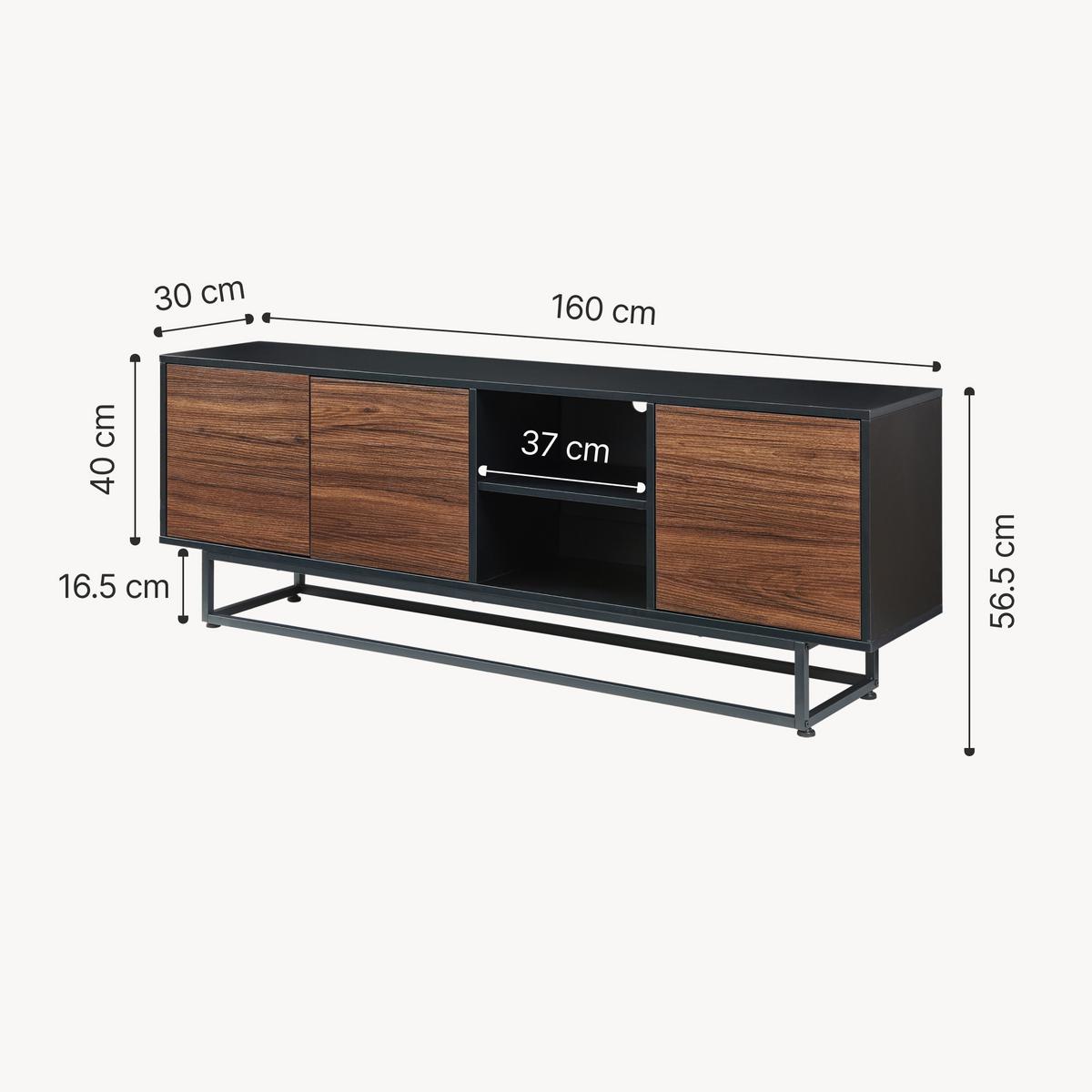SIDEBOARD Boxholm - Walnussfarben/Schwarz, Holzwerkstoff/Metall (160/56.5/30cm) - [en.casa]
