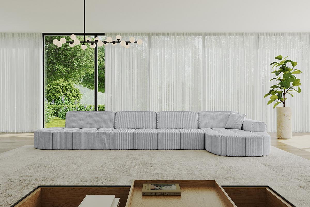 ECKSOFA Ottomane Rechts LIVO-L3 - 422x173x79,5 cm Grau - Grau, Holzwerkstoff/Textil (422/173cm) - ALTDECOR