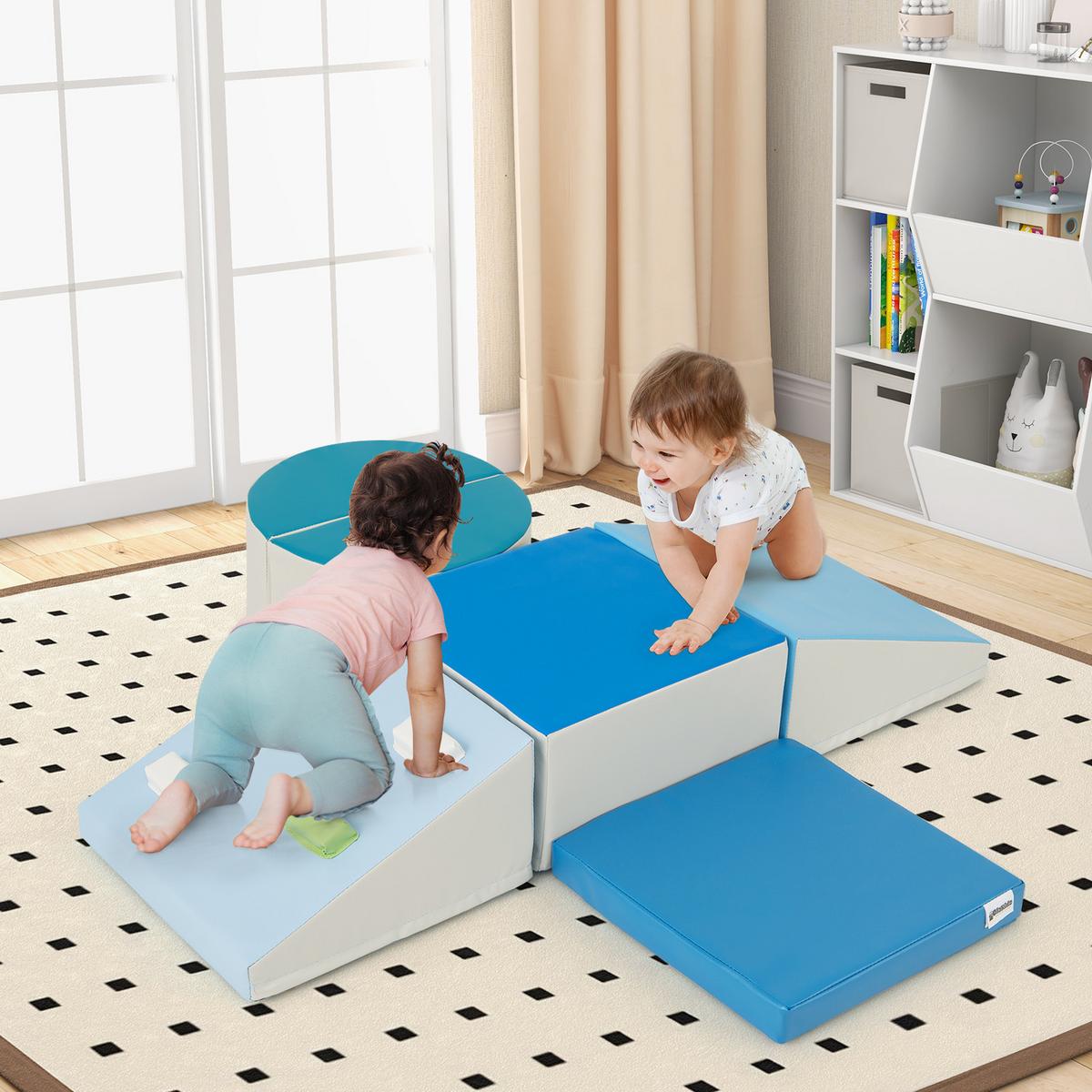 SOFTBAUSTEINE Blue (6-teilig) - Blau, Kunststoff (40/20/40cm) - COSTWAY