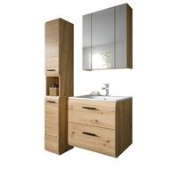 BADMÖBEL SET 3-teilig in Eiche Artisan, Bad Komplett-Set inkl. Waschbecken 105 x 185 cm - Schwarz/Eiche Artisan, Glas/Keramik (105/185/30cm) - Inn.Furn