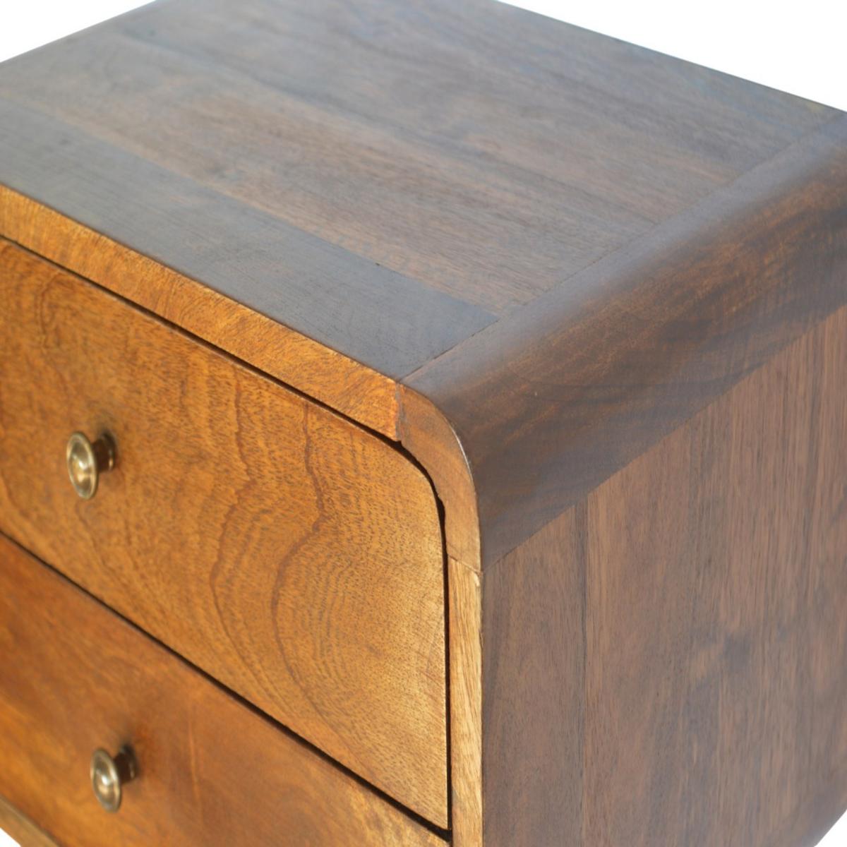 NACHTTISCH Wandmontiert, 2 Schubladen, Braun - Messingfarben/Braun, Holz/Metall (45/25/32cm) - Artisan Furniture