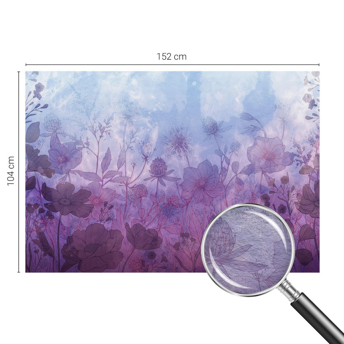 FOTOTAPETE 152x104 cm - Pastellblumen - Blau, Textil (152/104cm) - Wallfluent