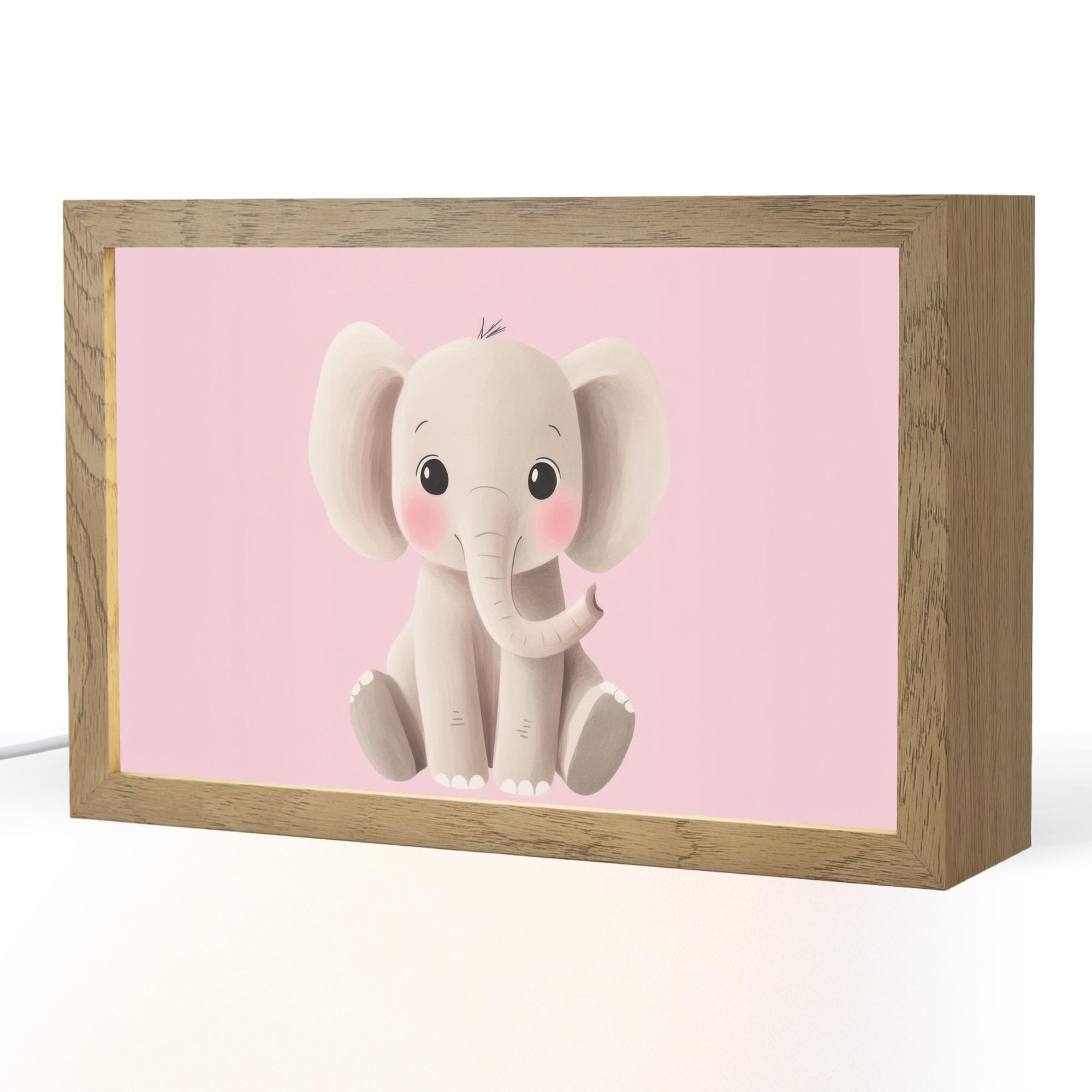NACHTTISCHLAMPE Elefant - Baby - Rosa - Cartoon 30x20 cm - Rosa, Holzwerkstoff (8/30/20cm) - OnlyWow