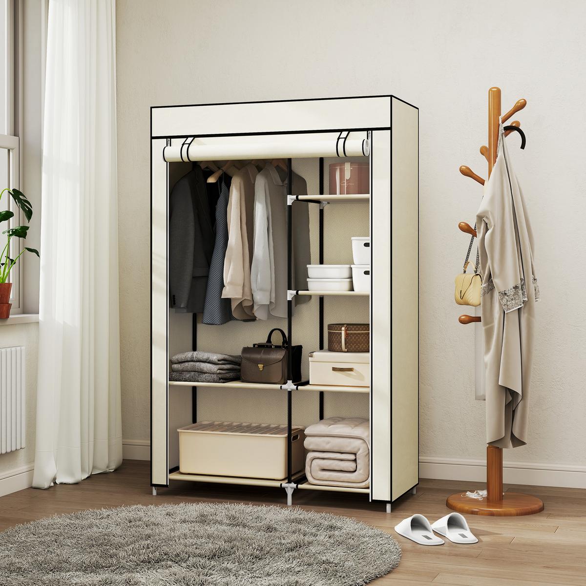 KLEIDERSCHRANK, Stoffschrank, Creme - Creme, Metall (43/162.5/103cm) - HOMCOM