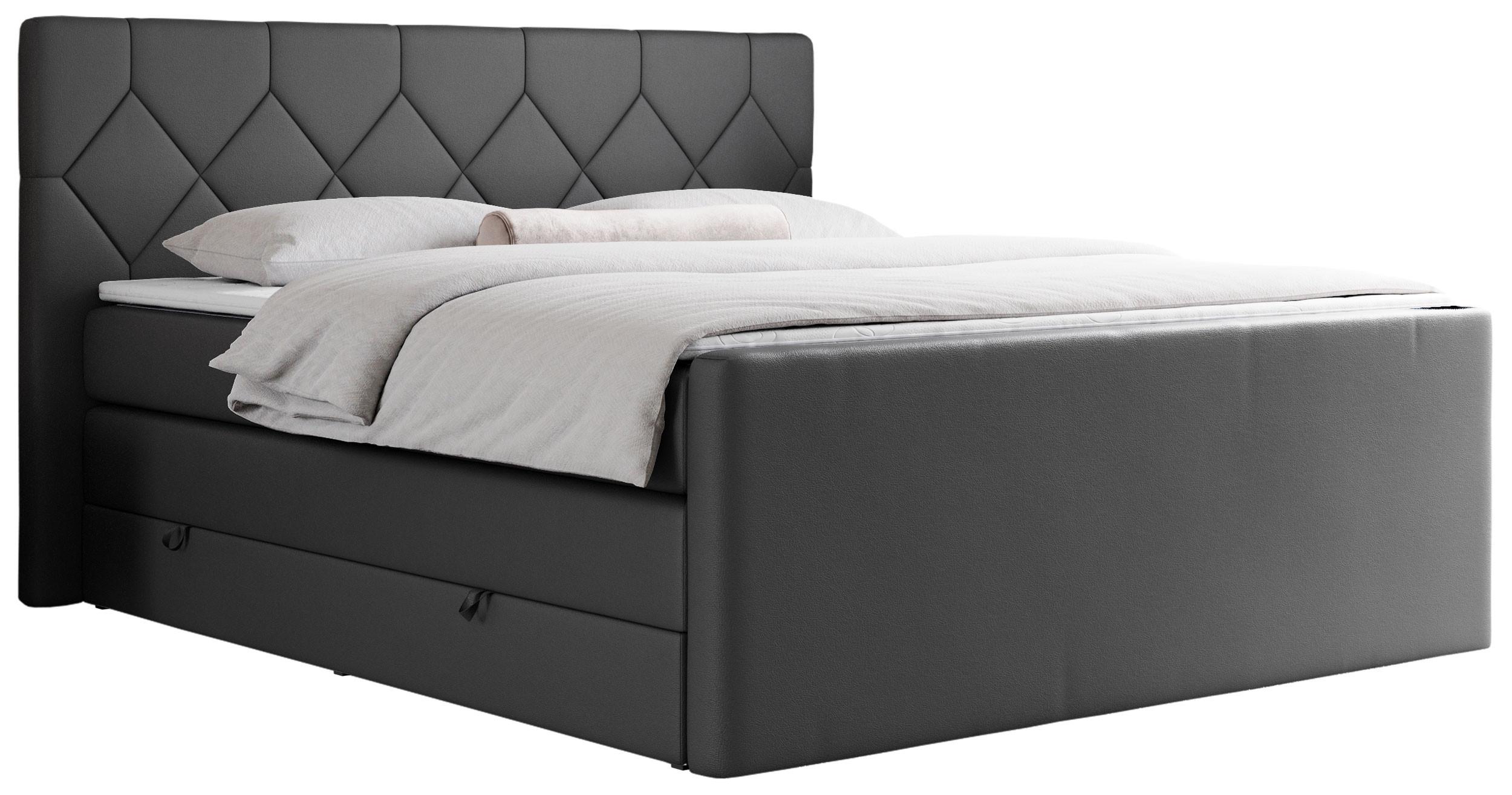 BOXSPRINGBETT KING EIGAR 140/200 Dunkelgrau Kunstleder - H3 - Dunkelgrau, Holz/Textil (140/200cm) - MKS