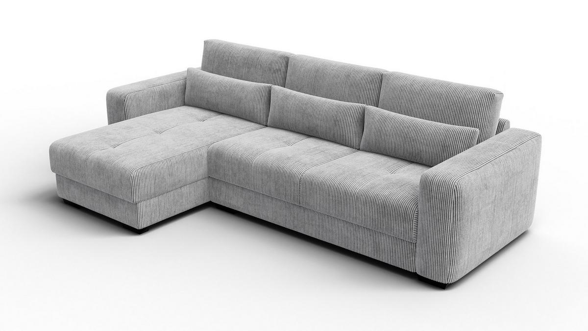 ECKSOFA OLI 4-Sitzer links, hellgrau - Hellgrau, Holz/Textil (295/172cm) - Wozimo