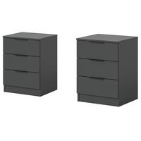 NACHTTISCH 2er Set grau 45 x 60 cm, Nachtkommode in Komforthöhe - Schwarz/Grau, Holzwerkstoff/Kunststoff (45/60/40cm) - Inn.Furn