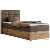 BOXBETT ALBERO 1 90/200 - Braun Velvet - Topper Visco - H3 - Links - Schwarz/Braun, Kunststoff/Textil (90/200cm) - MKS