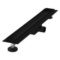 DUSCHRINNE 60cm - Schwarz, Metall (13.9/7.8/64cm) - LuxeBath