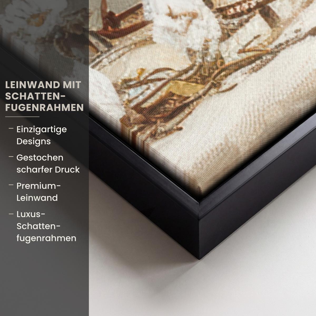 LEINWAND Bilder mit Rahmen - Blumen - Vase - Stilleben - Beige - 60x90 - Creme, Textil (60/90cm) - MuchoWow