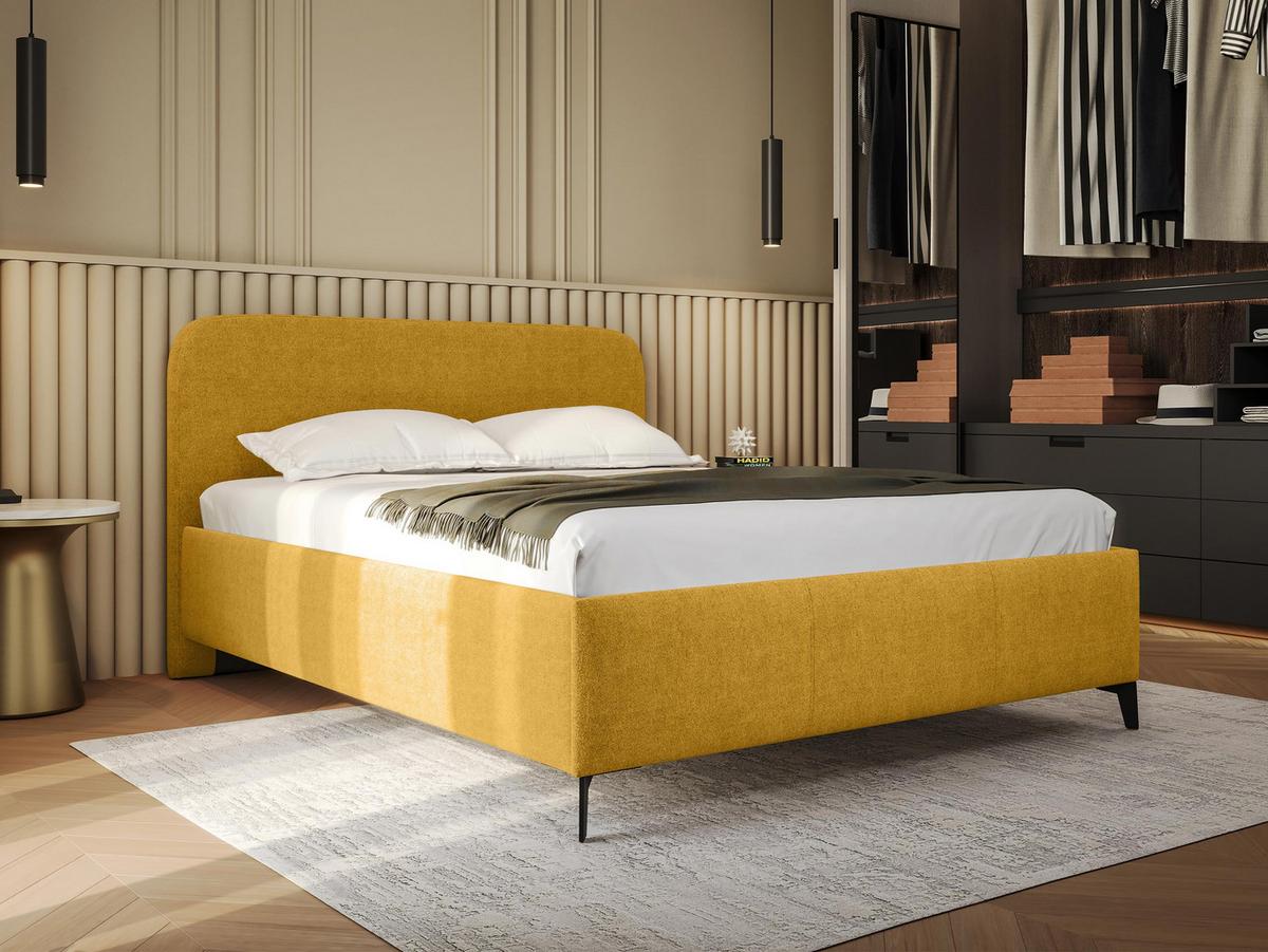 POLSTERBETT Holly - Gelb/Schwarz, Holz/Textil (140/200cm) - MIRJAN24