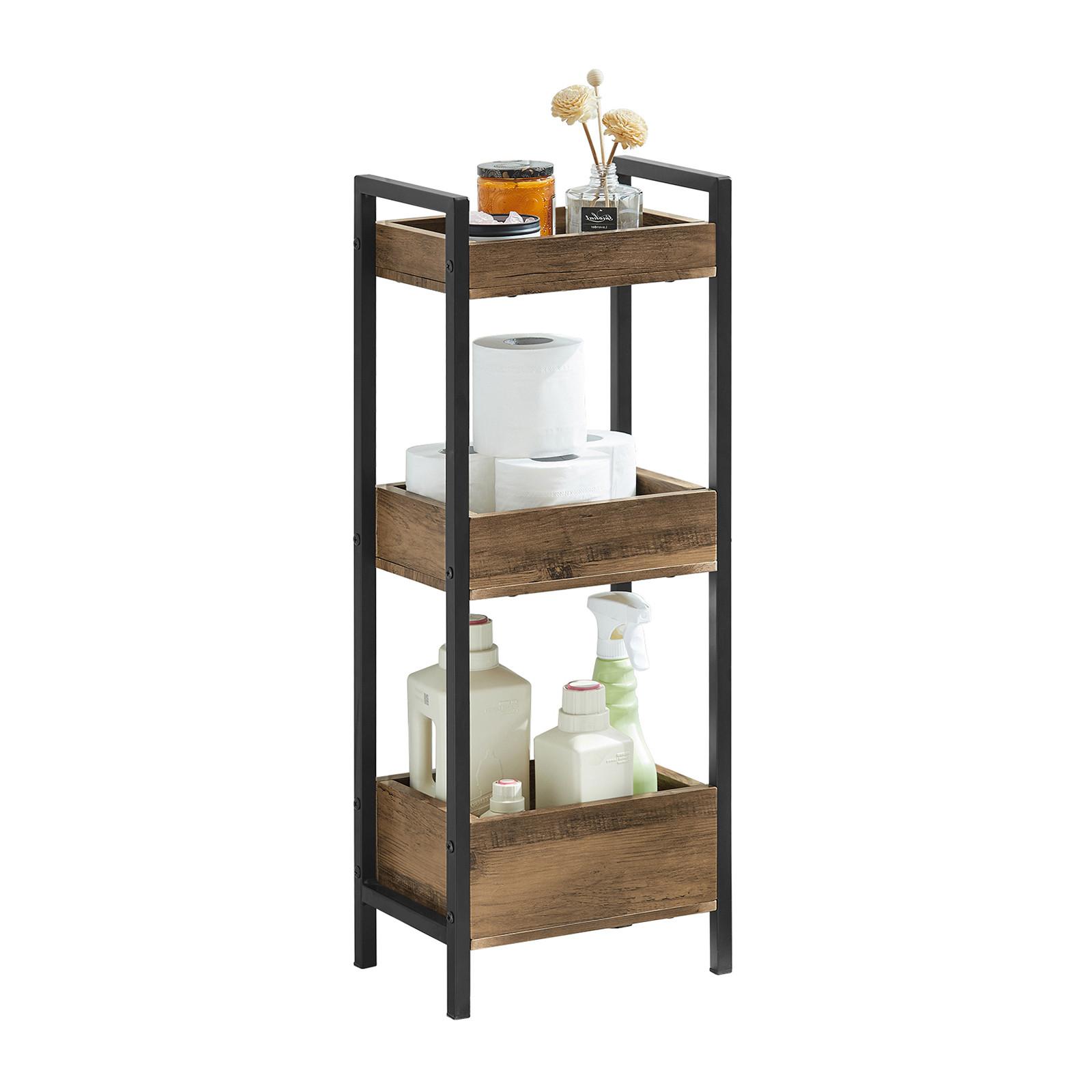 BADREGAL mit 3 Ablagefächern, bis 30kg Tragkraft, 28x74x20cm - Braun, Holzwerkstoff (28/74/20cm) - SoBuy