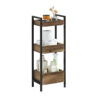 BADREGAL mit 3 Ablagefächern, bis 30kg Tragkraft, 28x74x20cm - Braun, Holzwerkstoff (28/74/20cm) - SoBuy