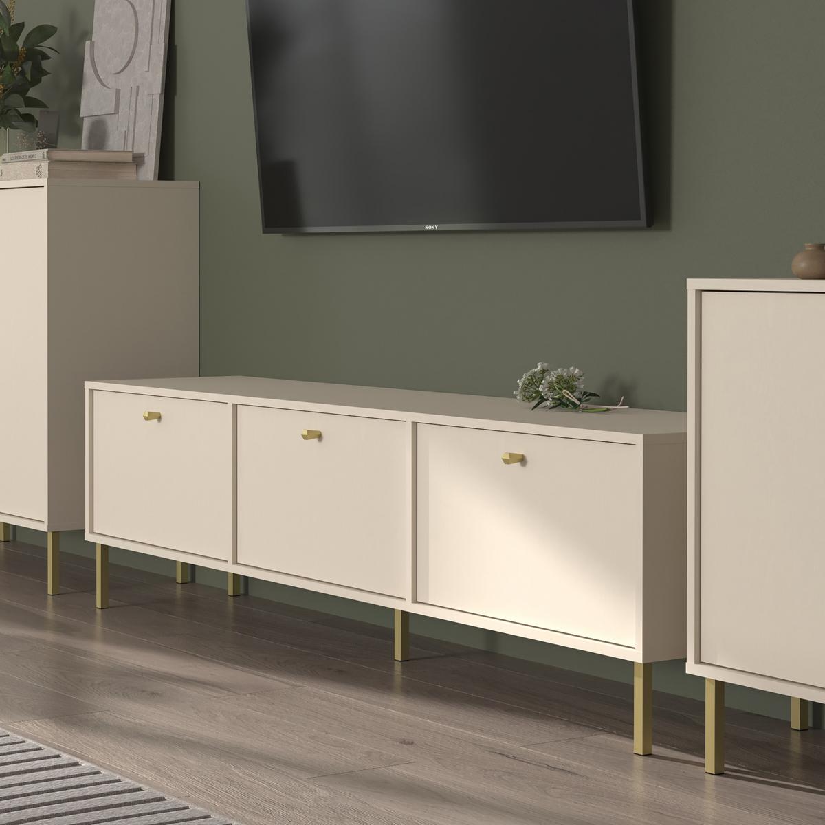 LOWBOARD TORINO 180x40,8x50 cm mit 3 Türen Beige - Beige, Holzwerkstoff (180/50/40.8cm) - MASSENO