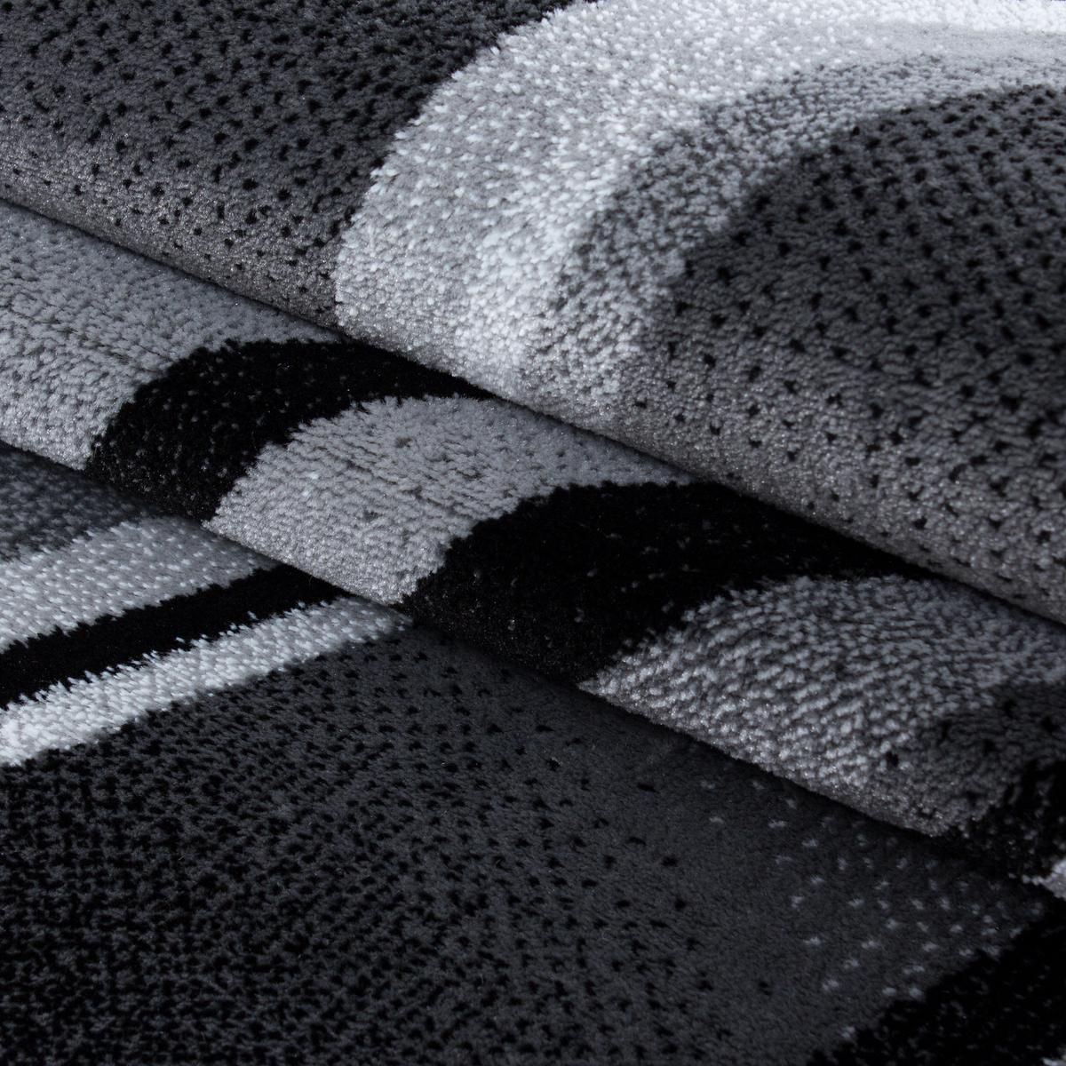 KURZFLORTEPPICH DRAU, mit abstraktem Wellenmuster, Schwarz, 120 x 170 cm - Schwarz, Textil (120/170cm) - KADIMA DESIGN