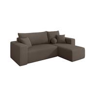ECKSOFA mit Schlaffunktion Ottomane Rechts SENO-L 249x139x85 Braun Bouclé - Schwarz/Braun, Holzwerkstoff/Kunststoff (249/139cm) - ALTDECOR