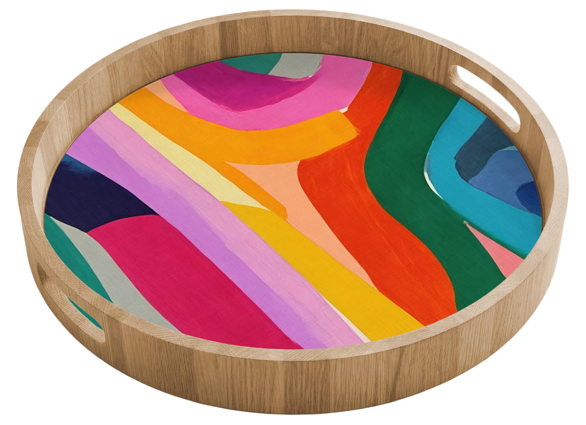 TABLETT Abstrakt - Bunt - Wellen - Linien 40x40 cm - Multicolor, Holz (40/5/5cm) - OnlyWow