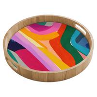 TABLETT Abstrakt - Bunt - Wellen - Linien 40x40 cm - Multicolor, Holz (40/5/5cm) - OnlyWow