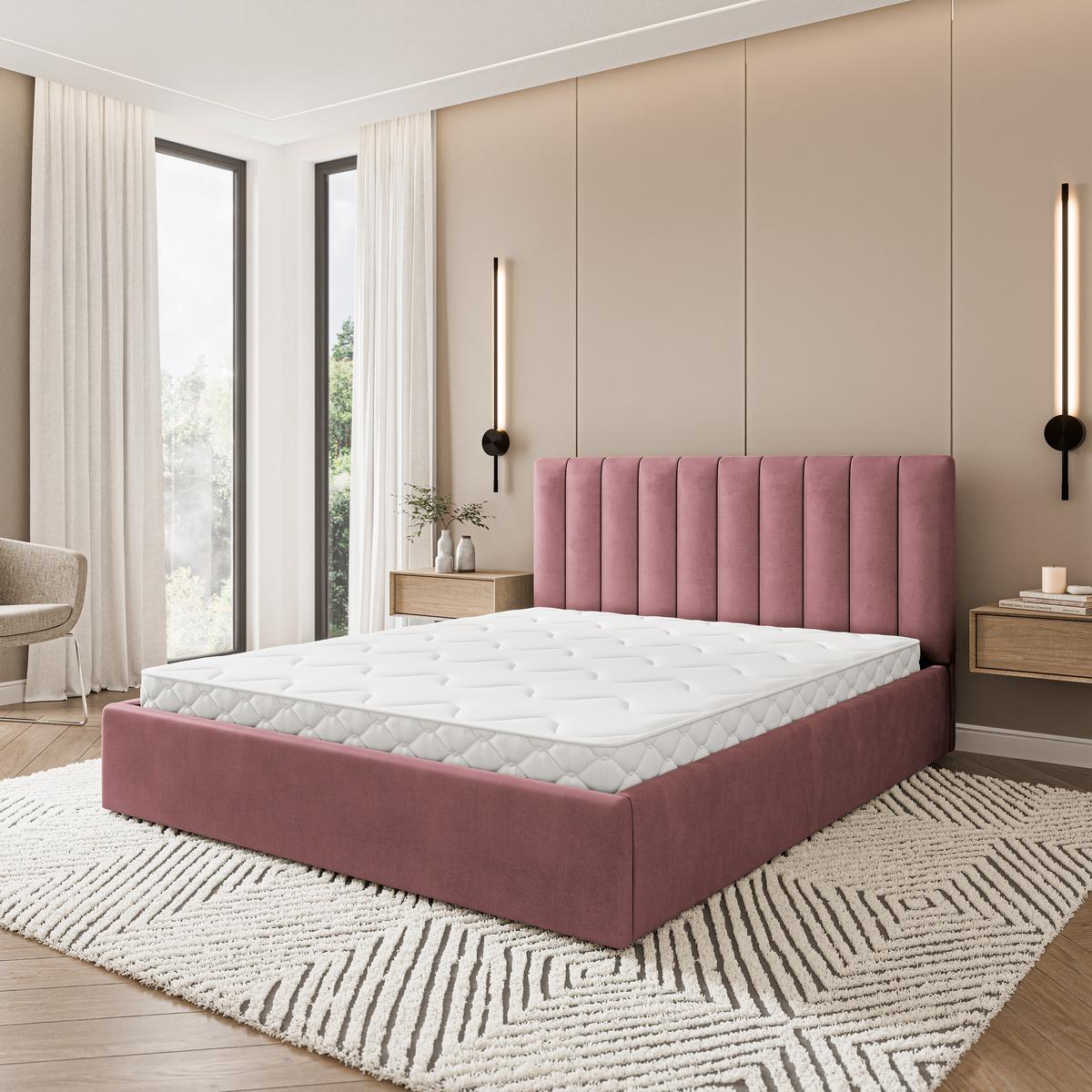 POLSTERBETT DEMERA MGV 140x200 cm mit Bettkästen - Rosa - Rosa, Holz (140/200cm) - MASSENO