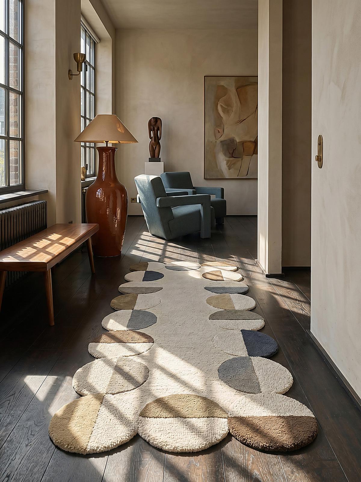 WOLLTEPPICH HALLEIN, mit Wellenmuster, Natur, 80 x 230 cm - Beige, Textil (80/230cm) - KADIMA DESIGN