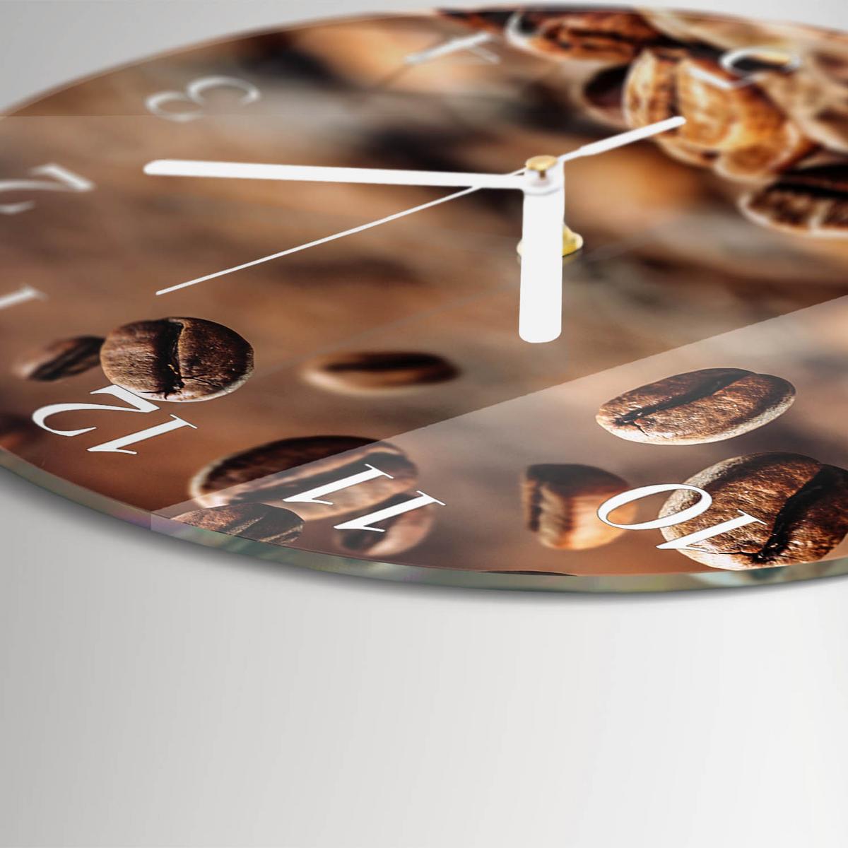 WANDUHR aus Glas Ø30 cm - Kaffeebohnen - Braun, Glas (30/30/0.4cm) - TULUP