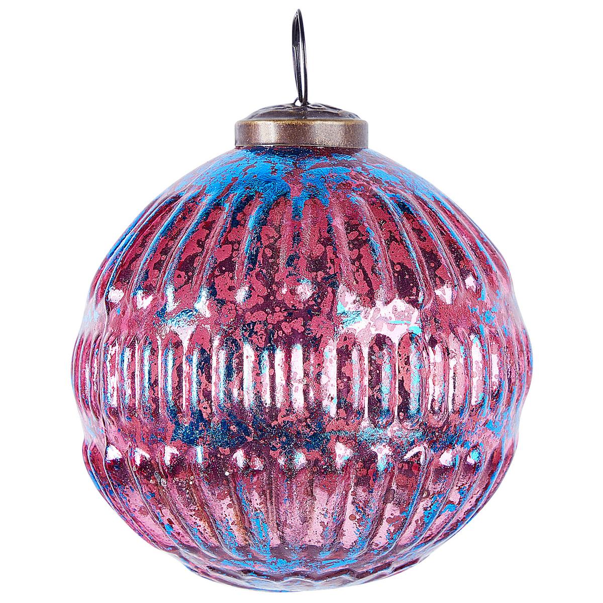 WEIHNACHTSKUGEL 6er Set Glas Rosa Astral - Blau/Pink, Glas (11/14/11cm) - Beliani
