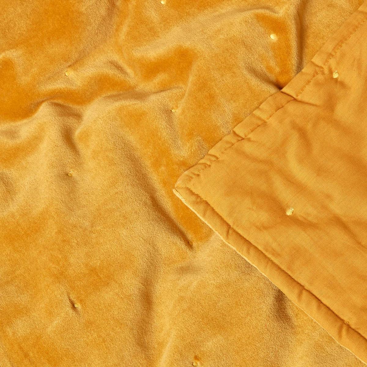 SAMT-KUSCHELDECKE 150/200 cm, Baumwolle wattiert - Dunkelgelb, Textil (150/200cm) - Homescapes