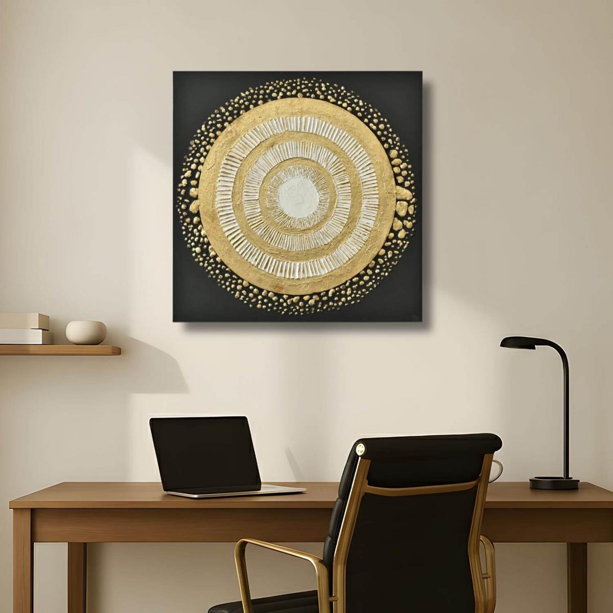 ACRYLBILD HANDGEMALT 60/60 cm - Goldfarben, Holz/Textil (60/60cm) - KUNSTLOFT