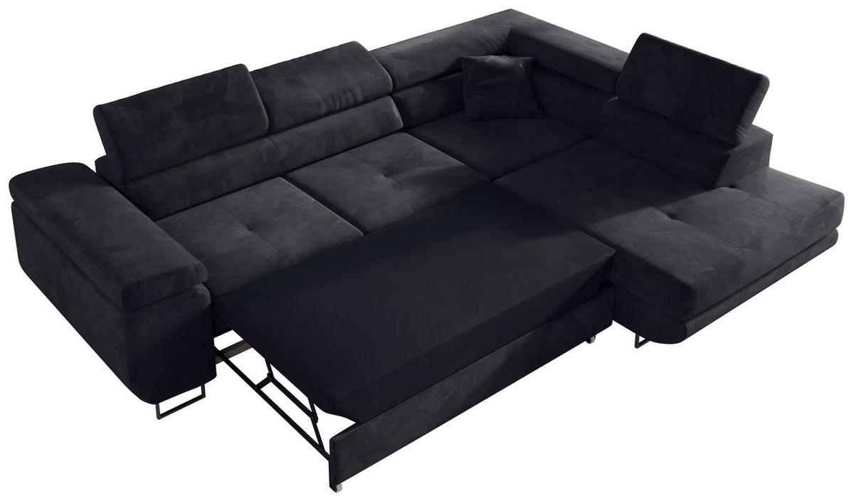 ECKSOFA GUSTAW L Dunkelgrau Velvet Links Seite - Dunkelgrau/Silberfarben, Textil/Metall (205/275cm) - MKS
