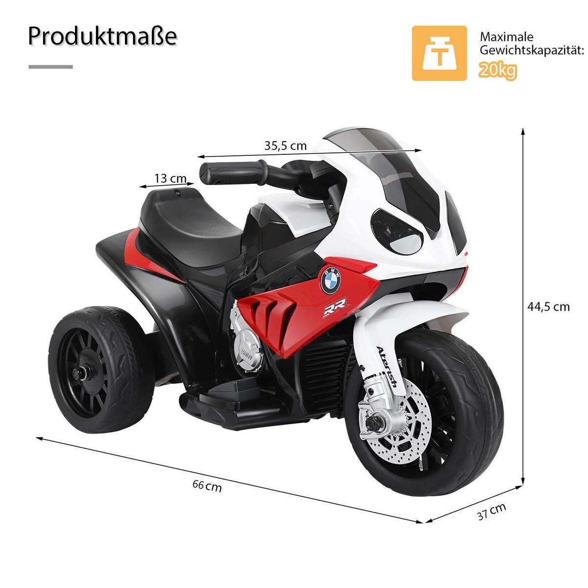 KINDERMOTORRAD BMW 6V Rot - Rot, Kunststoff (66/44/37cm) - COSTWAY