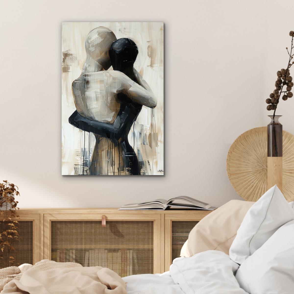 METALLBILD Abstrakt - Liebe - Schwarz und weiß - Modern Deko Schlafzimmer 40x60 cm - Schwarz, Metall (40/60cm) - MuchoWow