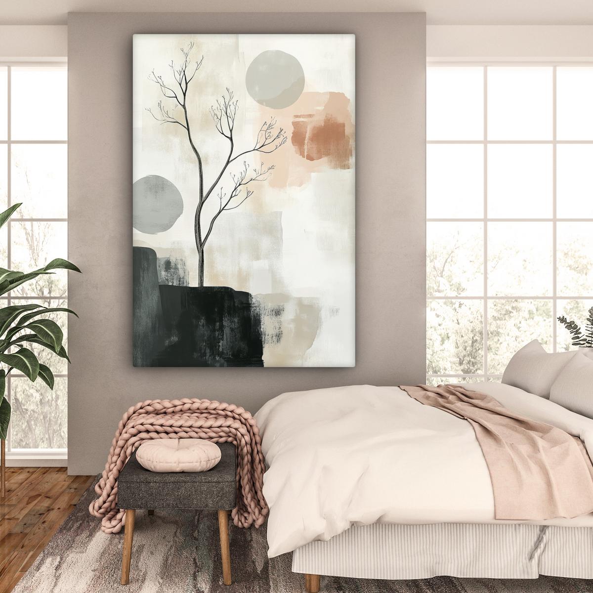 LEINWANDBILD Wabi sabi - Beige - Pflanze Deko Groß 90x140 cm - Sandfarben, Textil (90/140cm) - MuchoWow