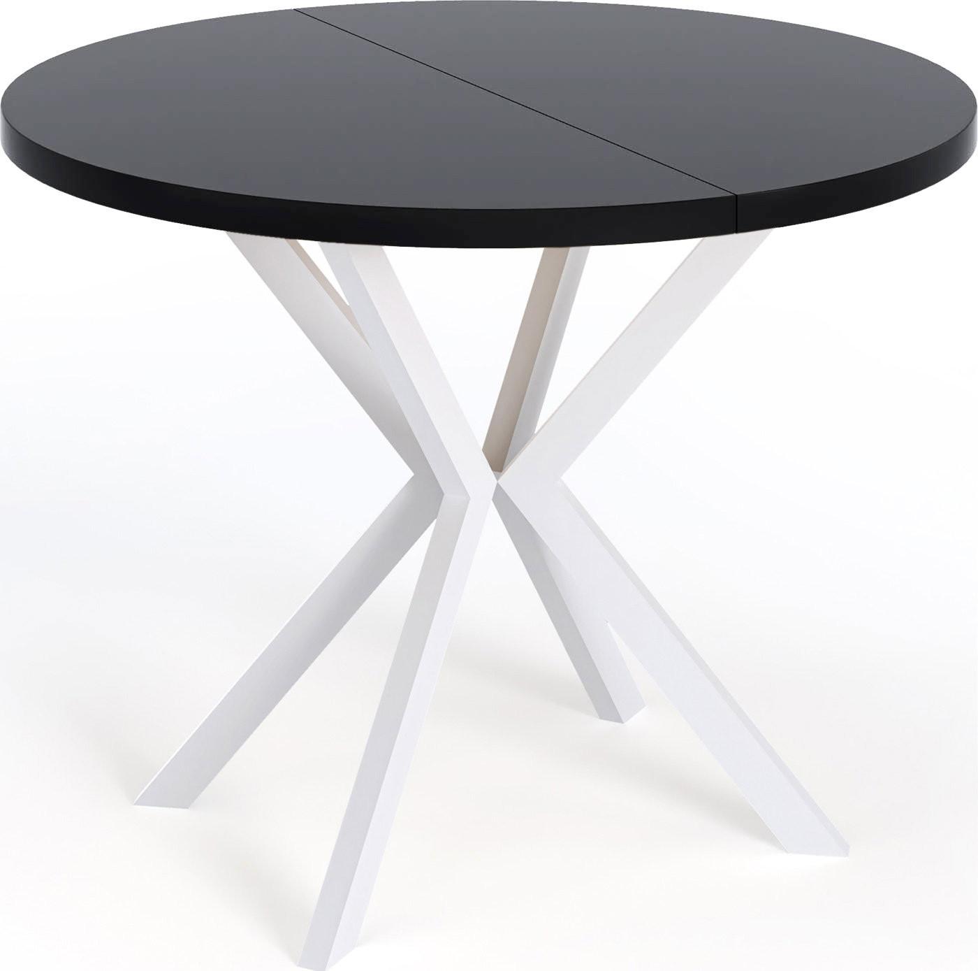 ESSTISCH Della runder ausziehbarer, Schwarz 120-200/120/76 - Schwarz/Weiß, Holzwerkstoff/Metall (120/200/76cm) - WFL GROUP