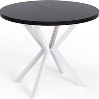 ESSTISCH Della runder ausziehbarer, Schwarz 100-180/100/76 cm - Schwarz/Weiß, Holzwerkstoff/Metall (100/180/76cm) - WFL GROUP