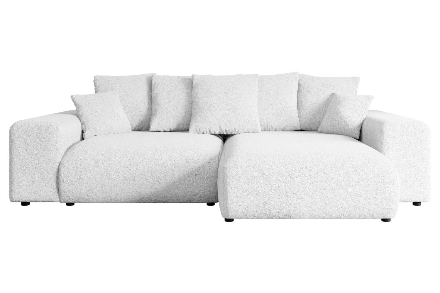 ECKSOFA Ottomane rechts ESKAR-L 266x176x72 Weiß Bouclé - Schwarz/Weiß, Holzwerkstoff/Kunststoff (176/266cm) - ALTDECOR