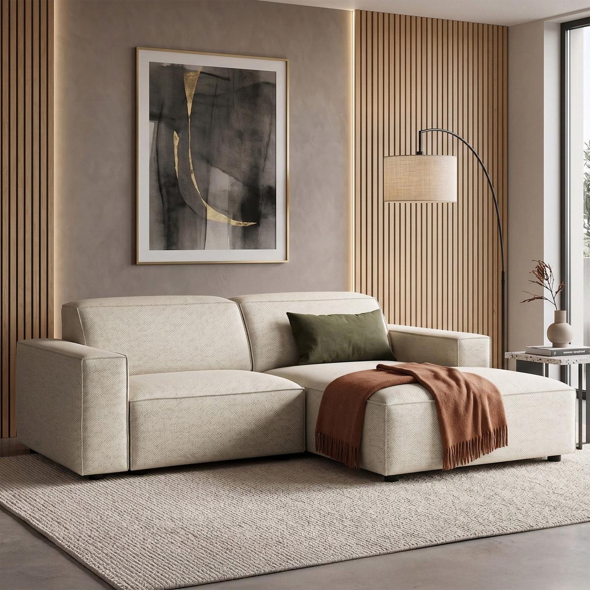 ECKSOFA Sellmo 210 cm - Creme/Schwarz, Kunststoff/Textil (210/166cm) - Selsey