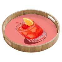 TABLETT Glas - Eiswürfel - Zitrone - Kirsche 40x40 cm - Rosa, Holz (40/5/5cm) - OnlyWow